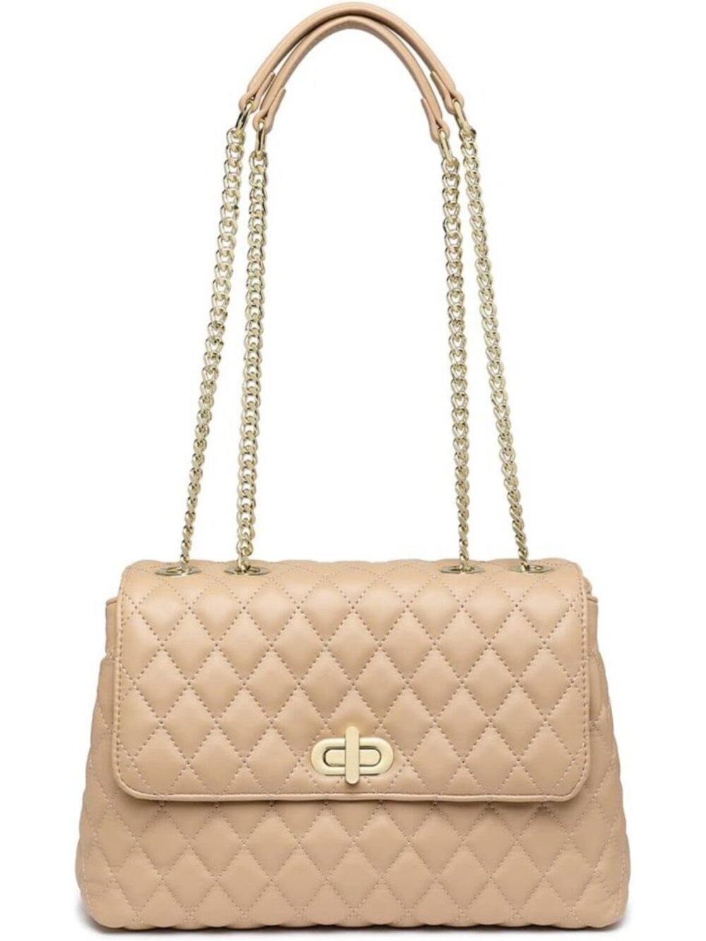 Trendy Quilted Crossbody Bag for Women, Roomy Flap Shoulder Purse with Chain